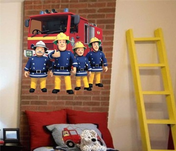 Наклейка на стену FIREMAN SAM 80 см пожарная машина