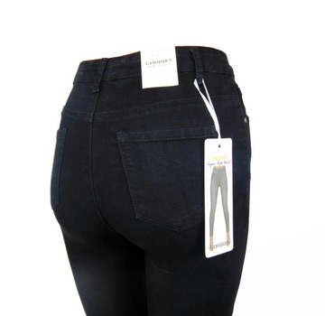 Spodnie jeans GOODIES czarne rurki wysoki stan 46