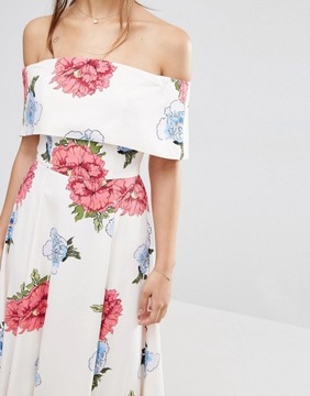 ASOS sukienka midi bardot w kwiaty 38 M