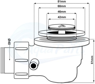 Сифон для душа Click-clack с FI50 BLACK STRAINER