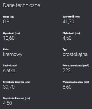 KRATKA KOMINKOWA WENTYLACYJNA 11x42 BEŻOWA KREMOWA