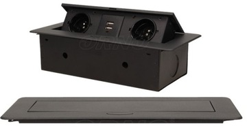 GNIAZDO CHOWANE WPUSZCZANE W BLAT 230V USB CZARNE
