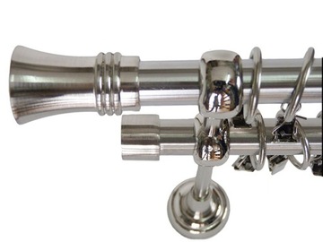 KARNISZ+CICHE KÓŁKA METAL 19/19MM PODWÓJNY 220CM