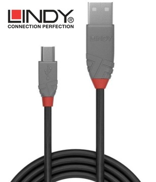 Lindy 36720 USB 2.0 A — линейный кабель Mini-B Anthra — 0,2 м