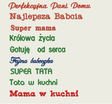 HAFT MASZYNOWY-KOMPUTEROWY NAPISY NA FARTUSZKI