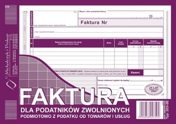 FAKTURA BEZ VAT dla zwolnionych A5 203-3E 80k