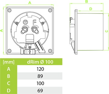 dRim 100S настенный FAN + белая глянцевая панель