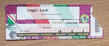 BILET LEGIA WARSZAWA - LECH POZNAŃ 29.08.2003