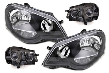 VW Polo 9N3 05-, Reflektor lampa CZARNA nowa L+P