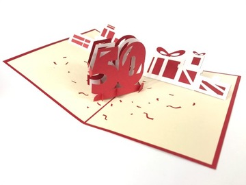 3D-открытка на 50-летие, подарок на день рождения, вечеринка с днем ​​рождения, всплывающее окно WOW