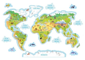 mapy mapa naklejki dla dzieci na ścianę 120x240cm
