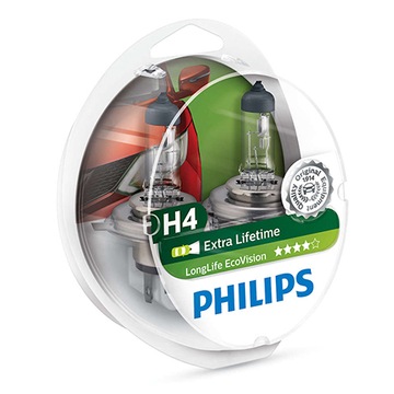 Лампы Philips H4 LongLife EcoVision, срок службы 4x