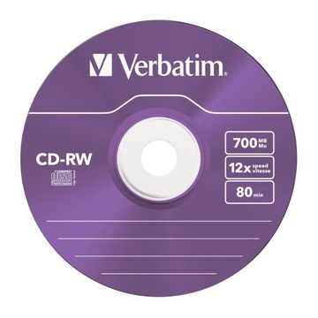 CD-RW диски 700Мб 12х цветные Verbatim 5 шт.