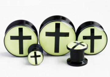 Заглушка 5мм BLACK CROSS GLOW IN THE DARK туннель