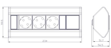 МЕБЕЛЬНАЯ РОЗЕТКА 3x250В AC С USB И КАБЕЛЕМ ДЛИНОЙ 1,8М