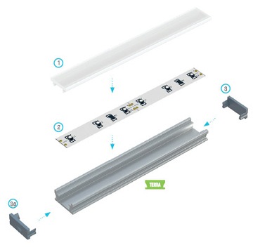 ТЕРРА АНОДИРОВАННЫЙ АЛЮМИНИЕВЫЙ ПРОФИЛЬ 2М ДЛЯ СВЕТОДИОДНЫХ ЛЕНТ