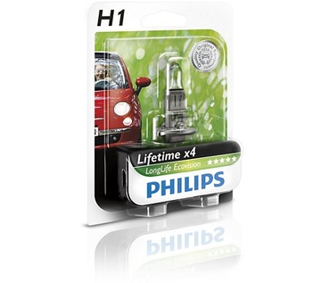 Лампа Philips H1 LongLife EcoVision, срок службы 4x