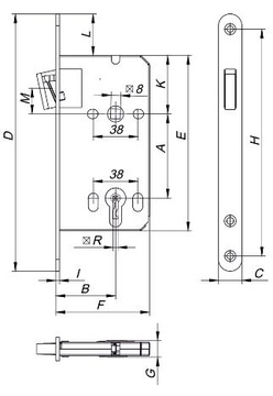 Регулируемый крючок с магнитным замком LOB ASSA ABLOY 72/50 BLACK For Insert