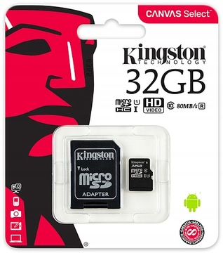 Карта памяти Kingston Micro SD C10 + адаптер Micro SD C10 +