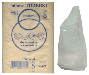 WORECZKI ŚNIADANIOWE HDPE 14x4x32 foliowe 1000szt