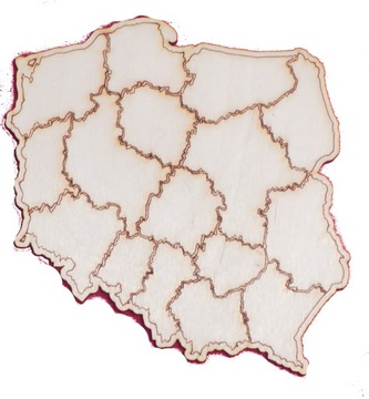 Mapa POLSKI Kontur Drewniany Wzory 30x30cm