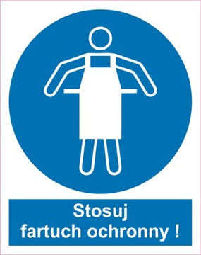 Naklejka PIKTOGRAM BHP, stosuj fartuch ochronny