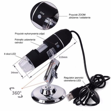 MIKROSKOP CYFROWY USB 3.0 2MP PRZYBLIŻENIE 1600x