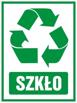 Naklejka na kosz segregacja śmieci SZKŁO 10x13,5cm