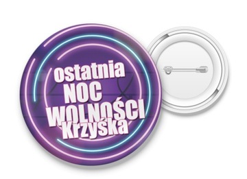 PRZYPINKA ŚLUB WIECZÓR KAWALERSKI DUŻO WZORÓW 56mm