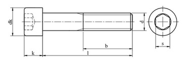 Винты с внутренним шестигранником M22x70 черные 12,9 DIN 912 PG 1 шт.