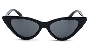 Okulary przeciwsłoneczne czarne kocie oko damskie modne wąskie eleganckie