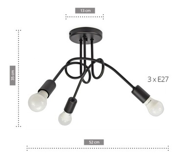 ŻYRANDOL LAMPA NOWOCZESNA 261-3 3PŁ LOFT BLACK