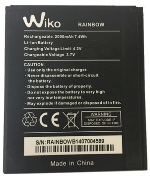 НОВАЯ ОРИГИНАЛЬНАЯ АККУМУЛЯТОРНАЯ БАТАРЕЯ WIKO RAINBOW 2000 мАч 3,7 В