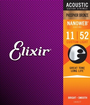 Elixir 16027 NanoWeb Phosphor Bronze 11-52 struny