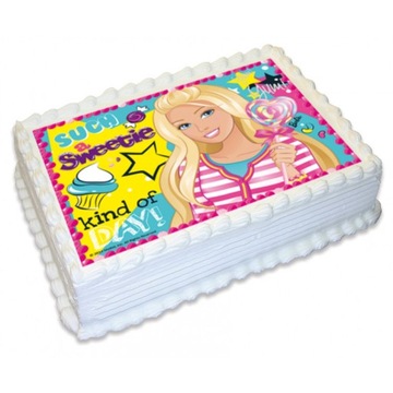 BARDZO GRUBY OPŁATEK NA TORT BARBIE DUŻY A4