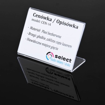 STOJAK NA CENĘ, OPIS - CENÓWKA 80x60 mm PLEXI 5szt