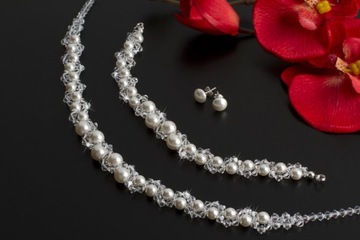 komplet SWAROVSKI elements biżuteria ślubna perły