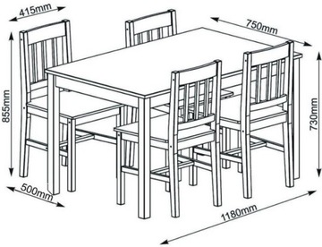 ОБЕДЕННЫЙ НАБОР СТОЛ + 4 СТУЛА ДЕРЕВЯННЫЙ СТУЛ