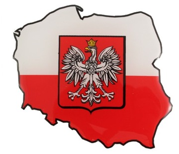 NAKLEJKA EMBLEMAT ŻYWICOWANY POLSKA + GODŁO PL