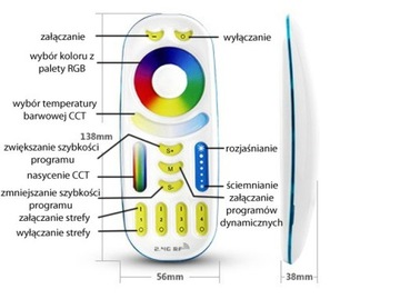 Радиочастотный пульт дистанционного управления 2,4G, 4 зоны, RGB CCT RGBW FUT092 MILIGHT