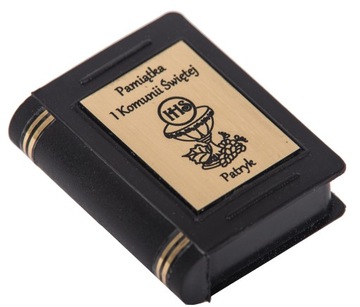 RÓŻANIEC I PUDEŁKO Z GRAWEREM KOMUNIA IHS PERŁA