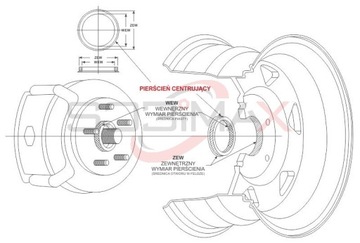 Pierścienie centrujące FIAT PEUGEOT VOLVO 76.1 65