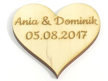 SERCE 5x5cm z IMIONAMI i DATĄ NA ŚLUB NA STÓŁ OO92