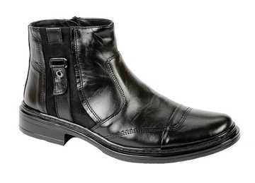 BUTY SZTYBLETY OCIEPLANE SKÓRA 196 CZARNE 41