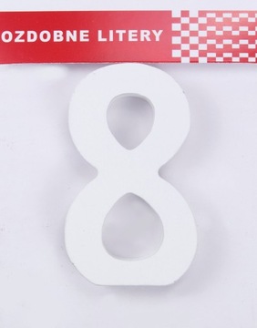 Cyfra Cyferka Drewniana 8 Biała, Liczba 3D, 16cm