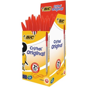DŁUGOPIS BIC CRISTAL CZERWONY 50 sztuk
