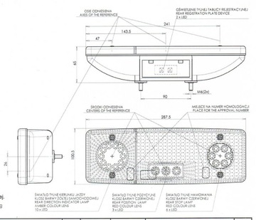 Комбинированный задний фонарь We549dP/480 Led 12В/24В