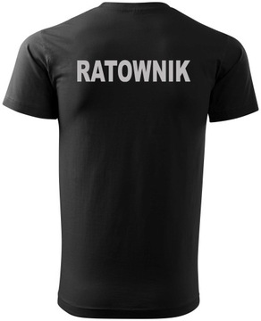 MEDYCZNY T-SHIRT CZARNY Z NADRUKIEM RATOWNIK - S