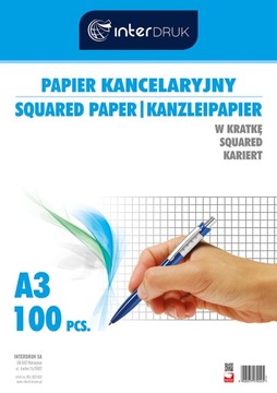 PAPIER KANCELARYJNY KRATKA A3 INTERDRUK 100 ARKUSZ