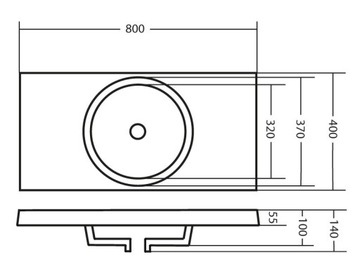 БЕЛАЯ раковина 80 x 40 x 5,5 см Polish Product